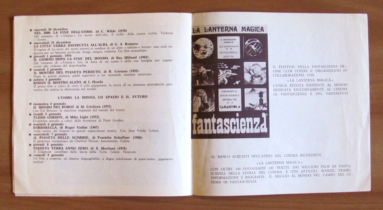 Brochure FANTASCIENZA CINE CLUB TEVERE, 1975/76 Rassegna Cinematografica