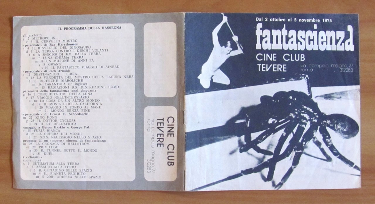 Brochure FANTASCIENZA CINE CLUB TEVERE, 1975 Rassegna Cinematografica