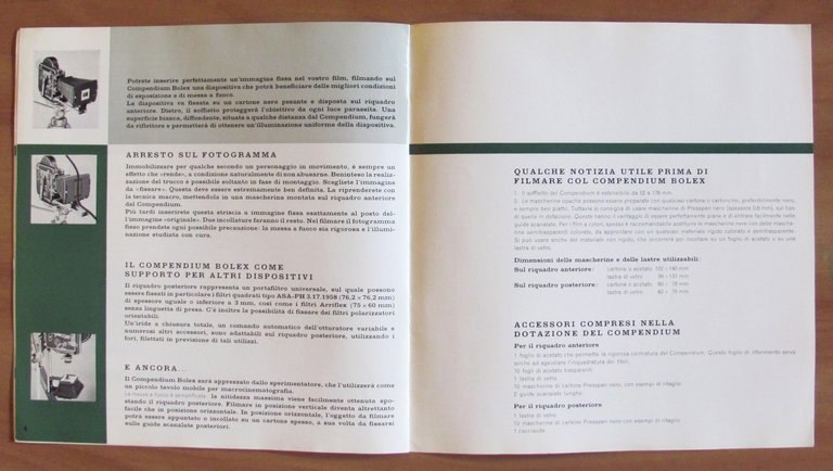 Brochure Pubblicitaria BOLEX COMPENDIUM - Cinepresa