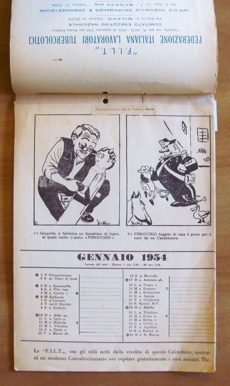 CALENDARIO 1954 - LE AVVENTURE DI PINOCCHIO Illustrate | Immagine Gallery 3