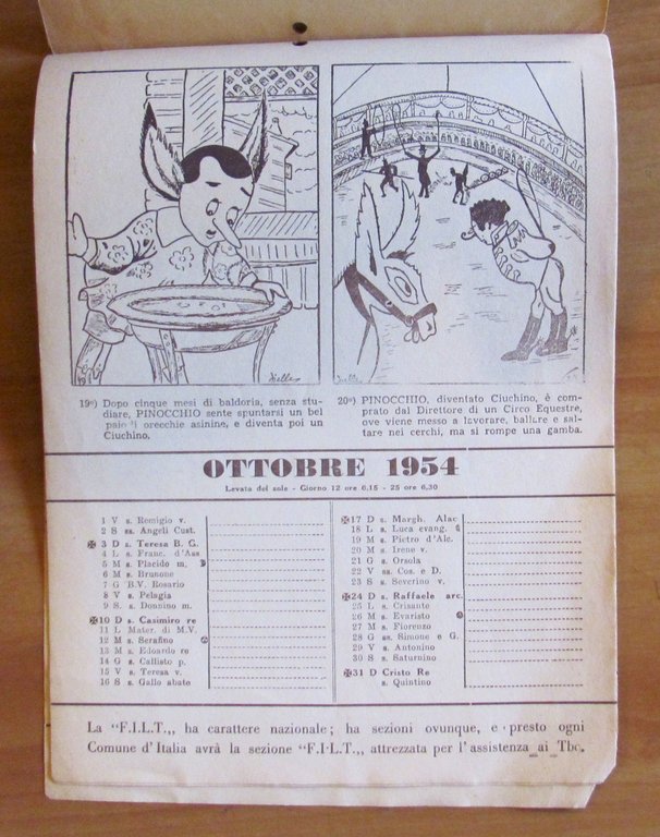 CALENDARIO 1954 - LE AVVENTURE DI PINOCCHIO Illustrate | Immagine Gallery 6