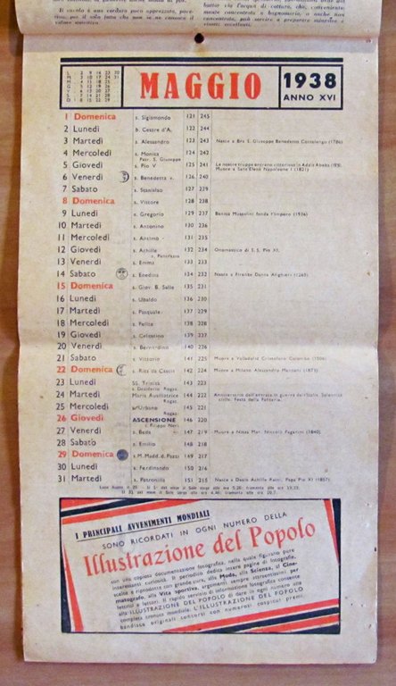 CALENDARIO PER LE FAMIGLIE 1938 - GAZZETTA DEL POPOLO