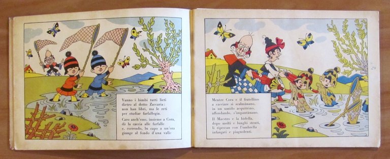 CARO E CORA scolari all'aria aperta - Cartoccino anni '20 …