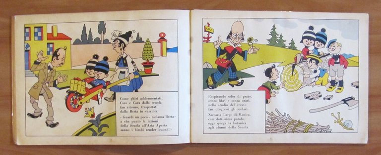 CARO E CORA scolari all'aria aperta - Cartoccino anni '20 …