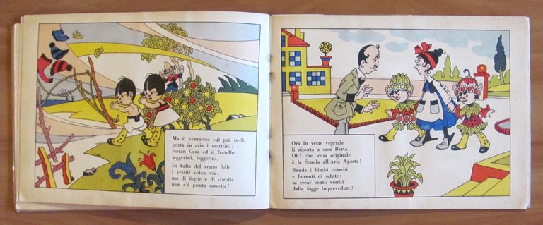 CARO E CORA scolari all'aria aperta - Cartoccino anni '20 …