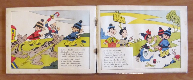 CARO E CORA scolari all'aria aperta - Cartoccino anni '20 …