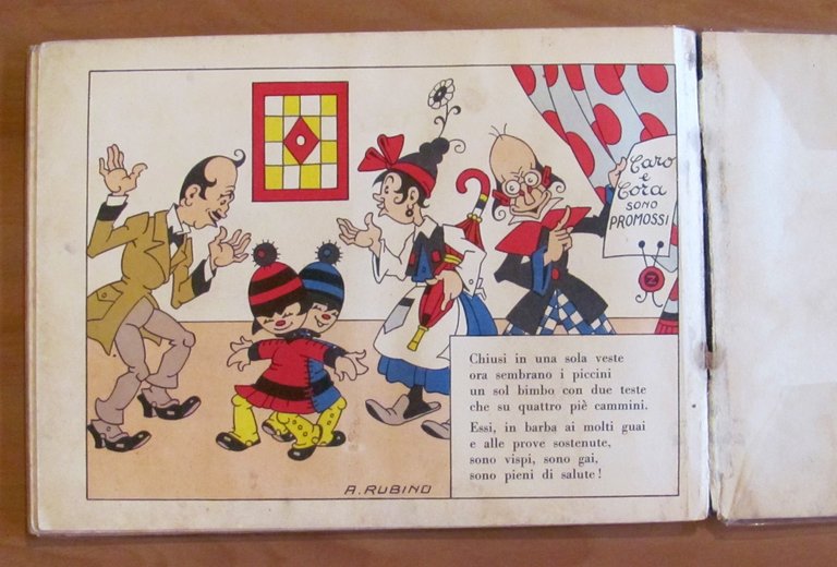 CARO E CORA scolari all'aria aperta - Cartoccino anni '20 …