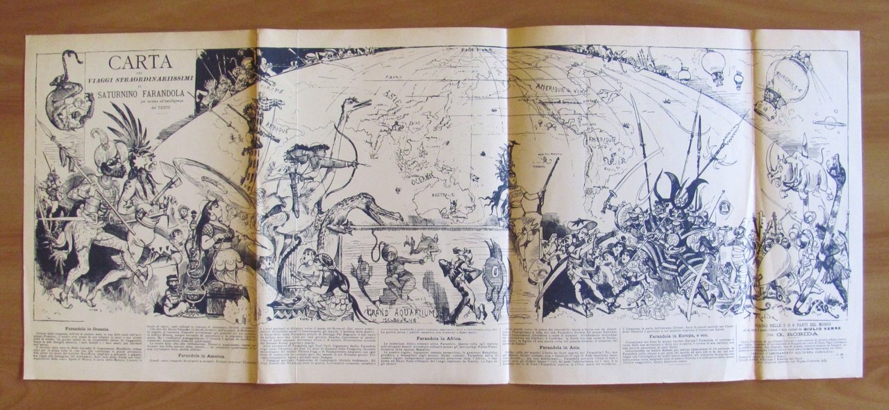 CARTA dei VIAGGI STRAORDINARISSIMI di SATURNINO FARANDOLA - ill. ROBIDA, …