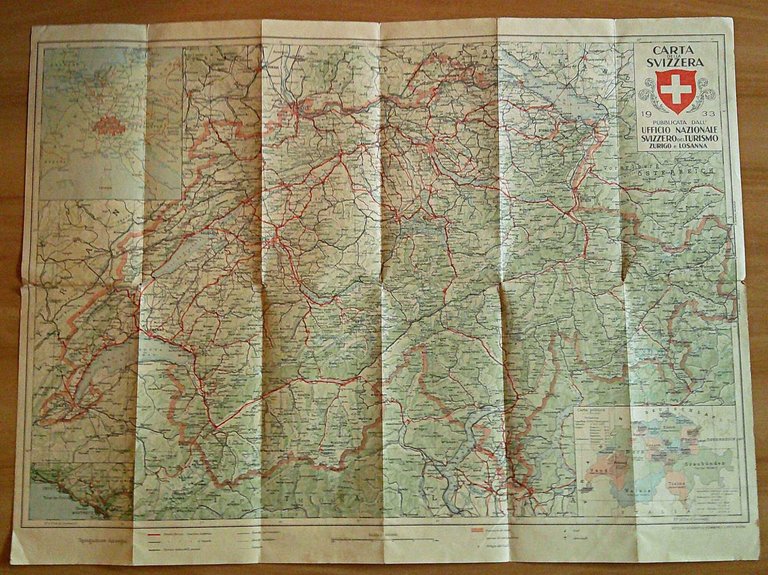 CARTA DELLA SVIZZERA - Ufficio Nazionale Svizzero del Turismo, 1933