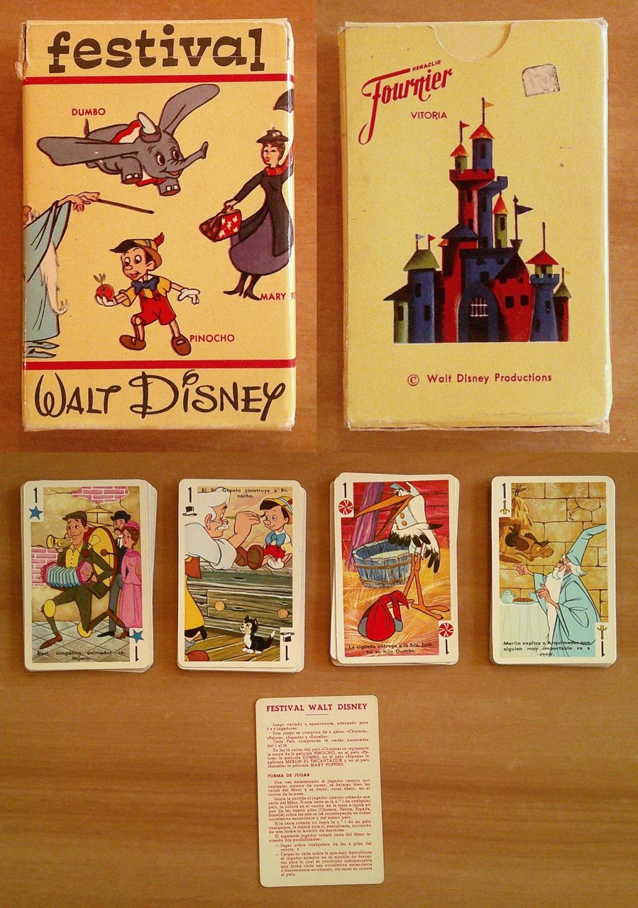 CARTE da Gioco DISNEY FESTIVAL, 1966 - Pinocchio, Mary Poppins, …