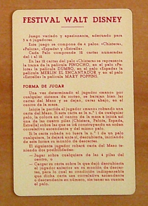 CARTE da Gioco DISNEY FESTIVAL, 1966 - Pinocchio, Mary Poppins, …