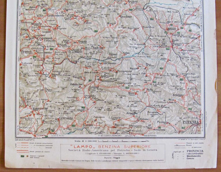 Cartina ATLANTE STRADALE Touring Club Italiano FOGGIA - POTENZA, 1924 | Immagine Gallery 2