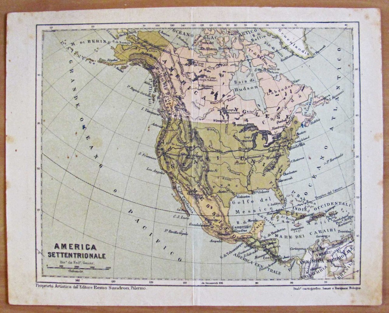 CARTINA Fisica e Politica dell'AMERICA SETTENTRIONALE