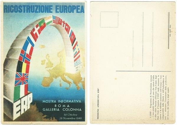 Cartolina ERP - RICOSTRUZIONE EUROPEA - MOSTRA INFORMATIVA ROMA, 1948