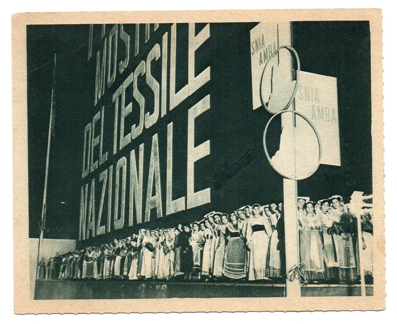 Cartolina PNF INAUGURAZIONE della MOSTRA del TESSILE NAZIONALE, 1938