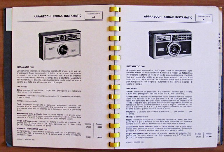 CATALOGO LISTINO KODAK FOTOGRAFIA E CINEMTOGRAFIA, 1964