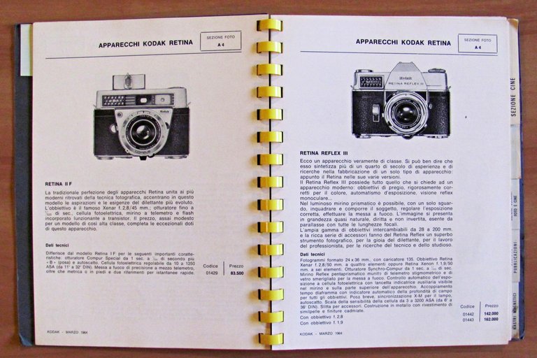 CATALOGO LISTINO KODAK FOTOGRAFIA E CINEMTOGRAFIA, 1964