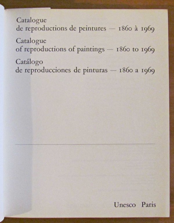 CATALOGUE DE REPRODUCTIONS DE PEINTURES 1860 à 1969