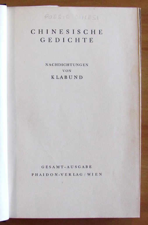 CHINESISCHE GEDICHTE (Poesie Cinesi)