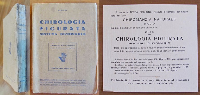 CHIROLOGIA FIGURATA Sistema Dizionario, 1938 con Scheda Editoriale
