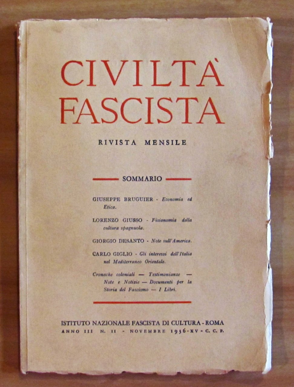 CIVILTA' FASCISTA - Rivista mensile - Anno III N.11 Novembre …