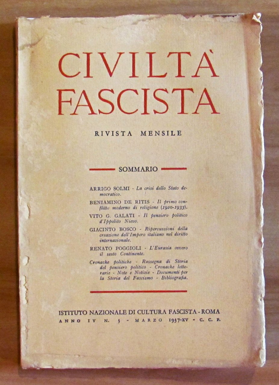 CIVILTA' FASCISTA - Rivista mensile - Anno IV N.3 Marzo …