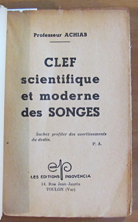 CLEF SCIENTIFIQUE T MODERNE DES SONGES, 1951