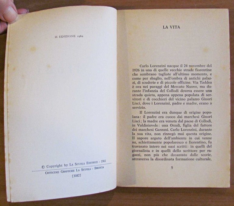 COLLODI - Collana Scrittori per l'infanzia N.4, 1962