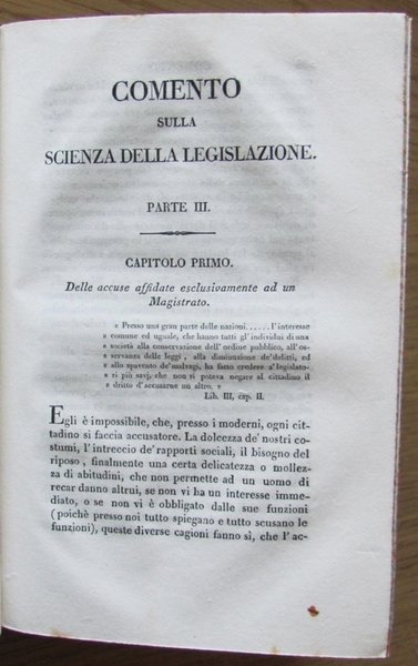 COMENTO SULLA SCIENZA DELLA LEGISLAZIONE DI G. FILANGERI