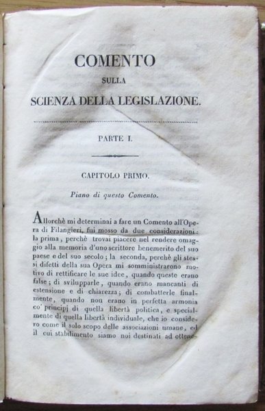 COMENTO SULLA SCIENZA DELLA LEGISLAZIONE DI G. FILANGERI