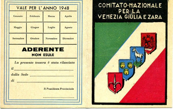 Comitato Nazionale per la Venezia Giulia e Zara - Tessera di Riconoscimento