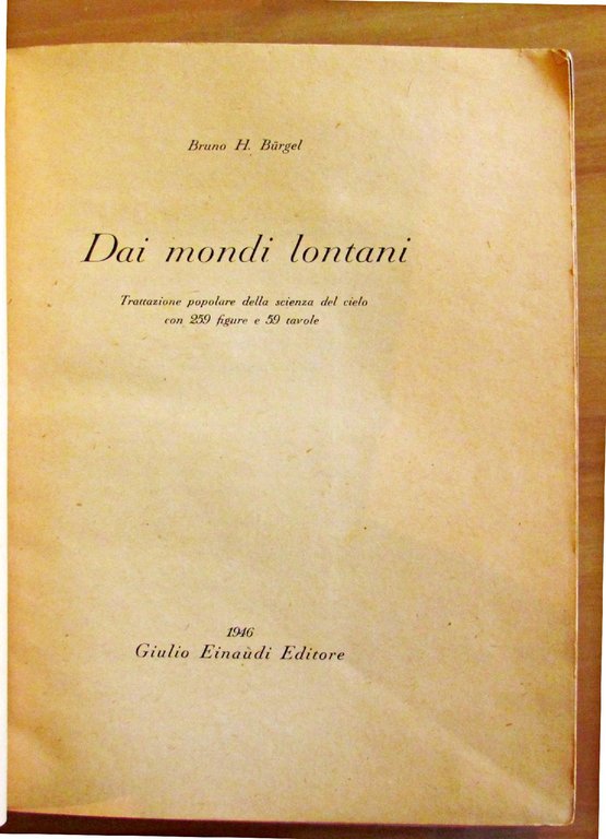 DAI MONDI LONTANI - Trattazione popolare della scienza del cielo