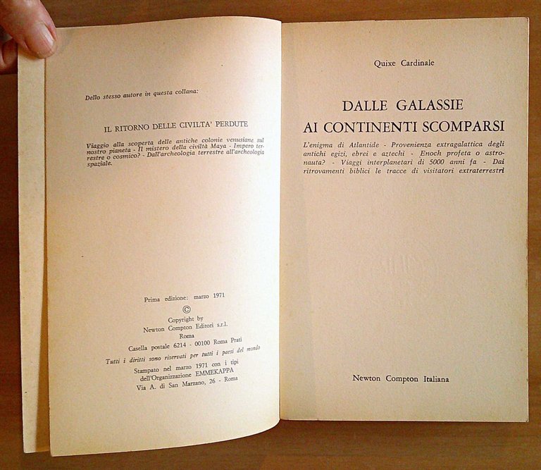 DALLE GALASSIE AI CONTINENTI SCOMPARSI, I ed. 1971 con Cartina