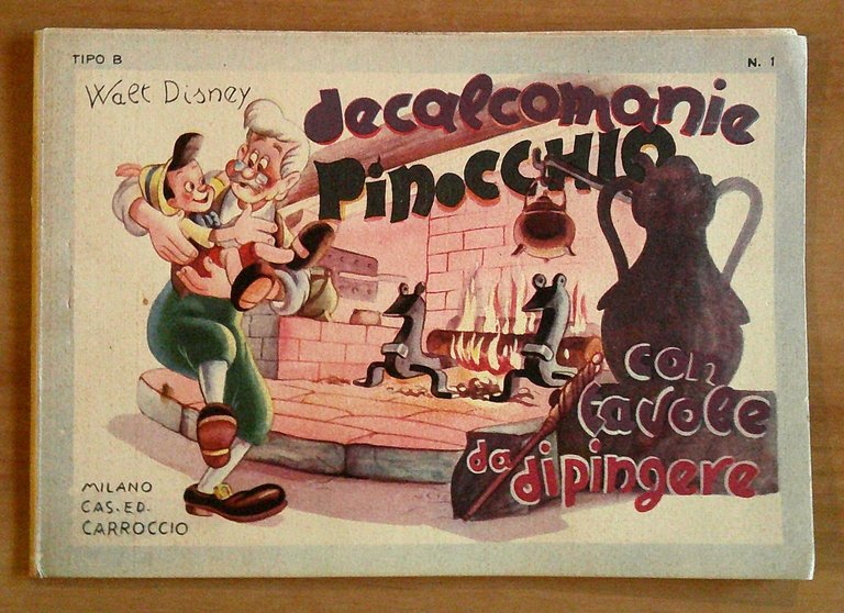 DECALCOMANIE PINOCCHIO con Tavole da dipingere, anni '40