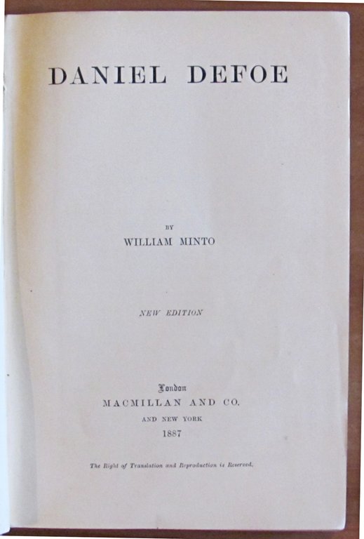 DEFOE - Coll. English Men of Letters