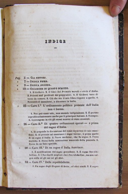 DELLE SPERANZE D'ITALIA PER CESARE BALBO, I ed. Napolitana 1848