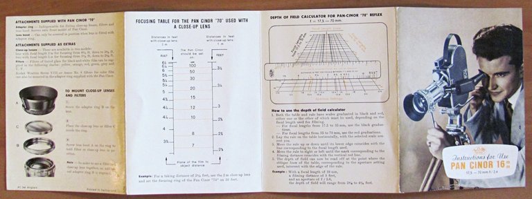 Depliant PAN CINOR 16mm - INSTRUCTIONS FOR USE - REFLEX