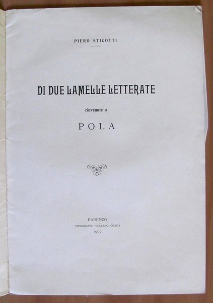 DI DUE LAMELLE LETTERATE rinvenute a POLA; IL CULTO D'ERCOLE …