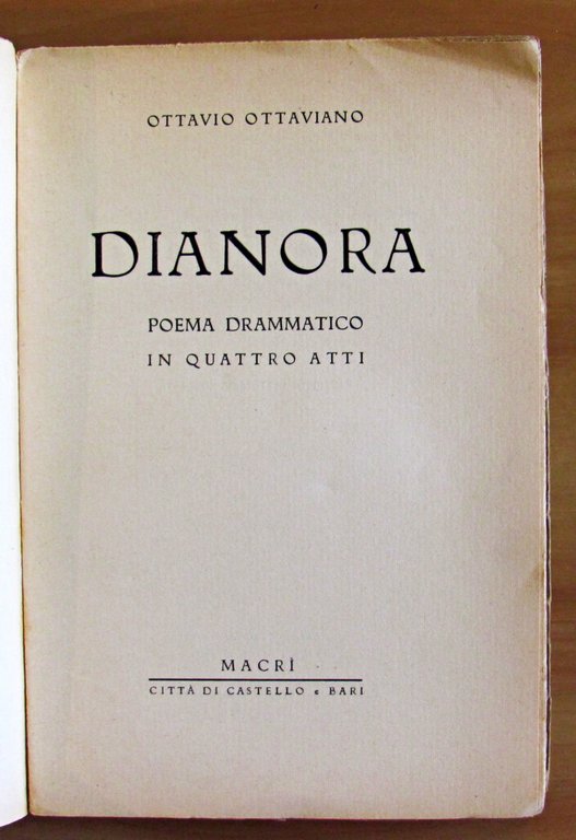 DIANORA - POEMA DRAMMATICO IN QUATTRO ATTI