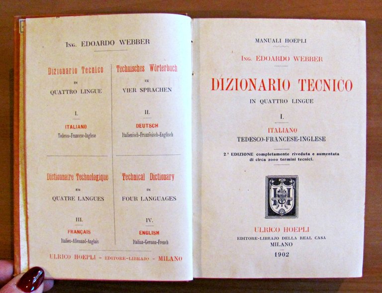 DIZIONARIO TECNICO IN QUATTRO LINGUE - ITALIANO - TEDESCO - …