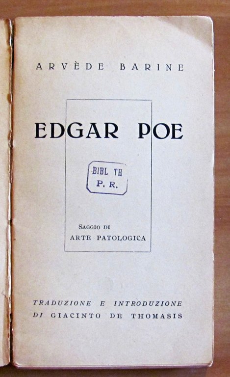 EDGAR POE - SAGGIO DI ARTE PATOLOGICA