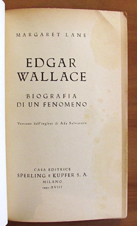 EDGAR WALLACE - BIOGRAFIA DI UN FENOMENO