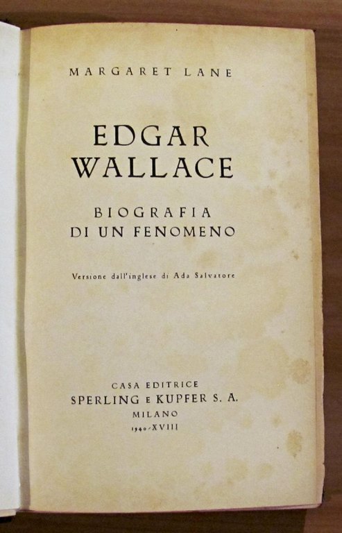 EDGAR WALLACE - BIOGRAFIA DI UN FENOMENO