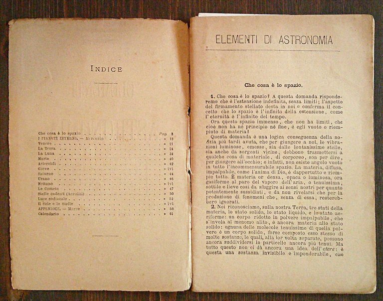 ELEMENTI DI ASTRONOMIA - Biblioteca del Popolo N.8, 1882