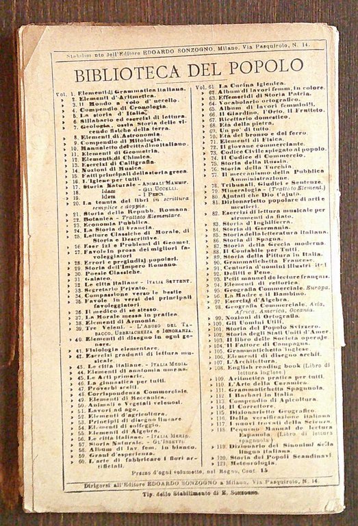 ELEMENTI DI ASTRONOMIA - Biblioteca del Popolo N.8, 1882