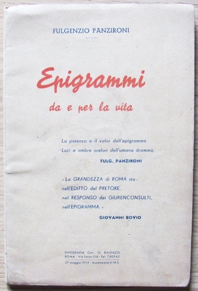 EPIGRAMMI DA E PER LA VITA