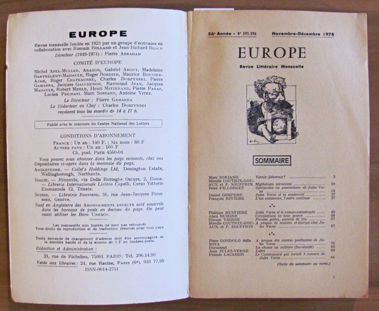 EUROPE Revue Litteraire Mensuelle - JULES VERNE