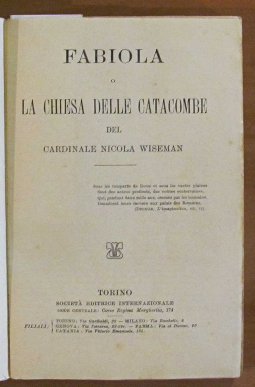 FABIOLA o la Chiesa delle Catacombe, 1924