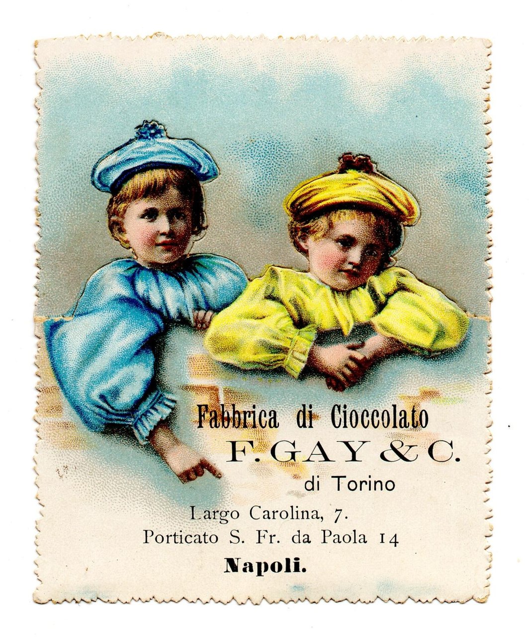 FIGURINA Cromolito Pubblicitaria CIOCCOLATO GAY Fustellata, primi '900