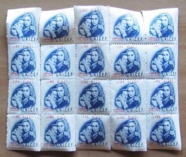 Foglio 20 Francobolli Campagna Italiana U.N.I.C.E.F.